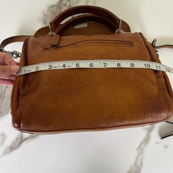 IVTG Brown Leather Satchel Medium Crossbody Studded Bag Purse - Picture 12 of 16